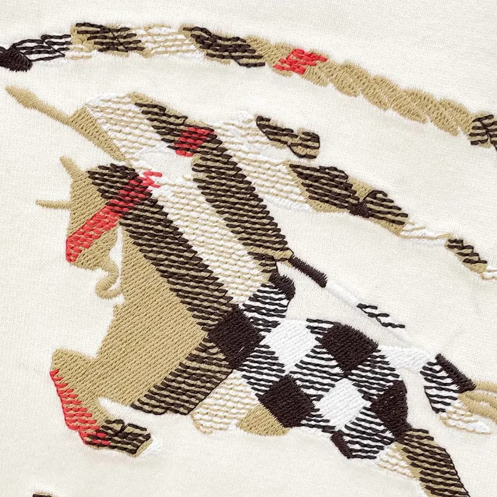Burberry Check Knight Stamp Cotton T-shirt for Women in White Burberry Check Knight Stamp Cotton T-shirt for Women in White