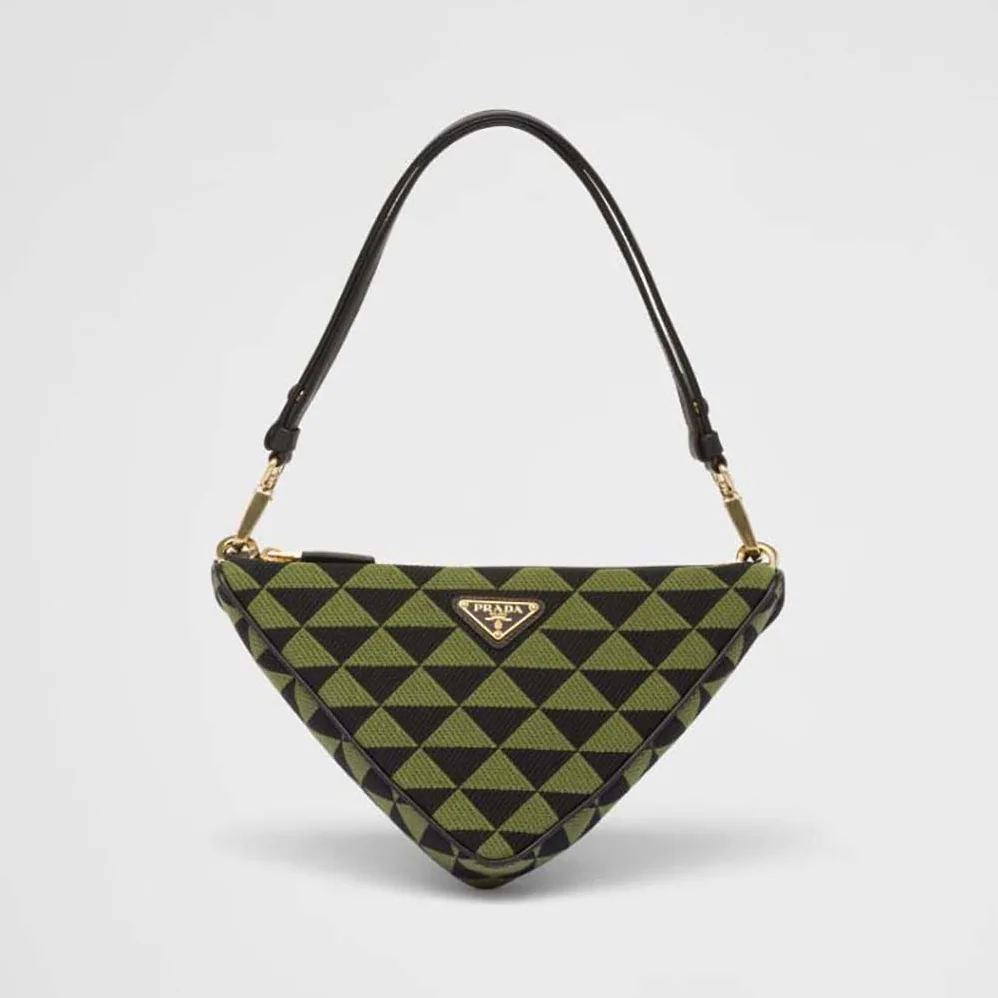Prada Symbole Leather and Fabric Mini Bag for Women in Green Prada Symbole Leather and Fabric Mini Bag for Women in Green