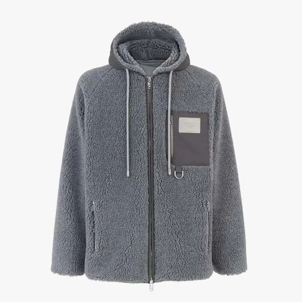 Fendi Blouson Gray Teddy Sweatshirt-FW1288AQMNF1MU3 for Men