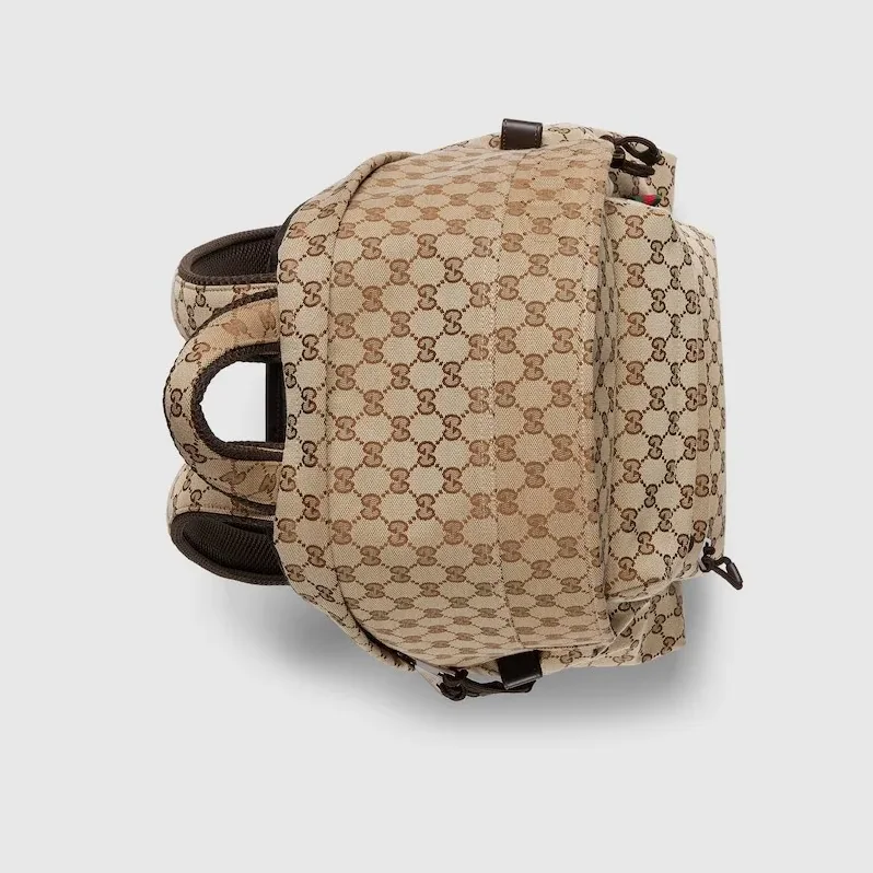 Gucci GG Canvas Medium Backpack Beige And Dark Brown /