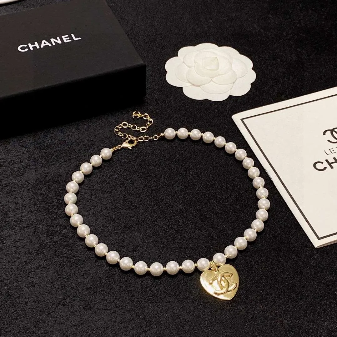 Chanel Double C Pearl Love Necklace White Chanel Double C Pearl Love Necklace White