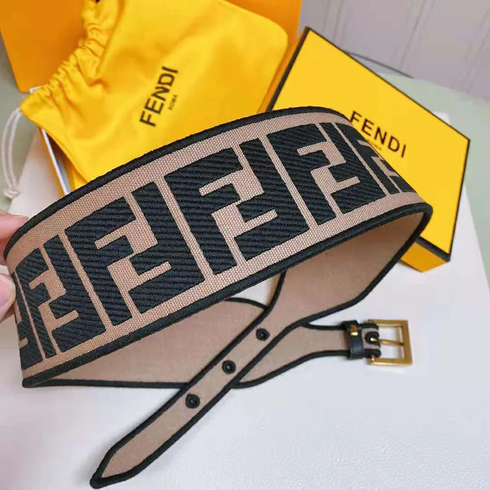 Fendi Canvas High Waist Belt 6 cm for Women in Brown Fendi Canvas High Waist Belt 6 cm for Women in Brown