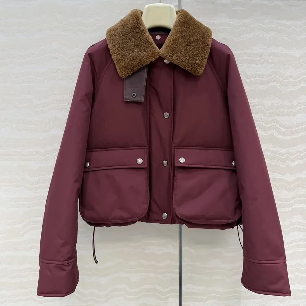 Loewe Puffer in Shearling and Cotton Blend for Men in Burgundy