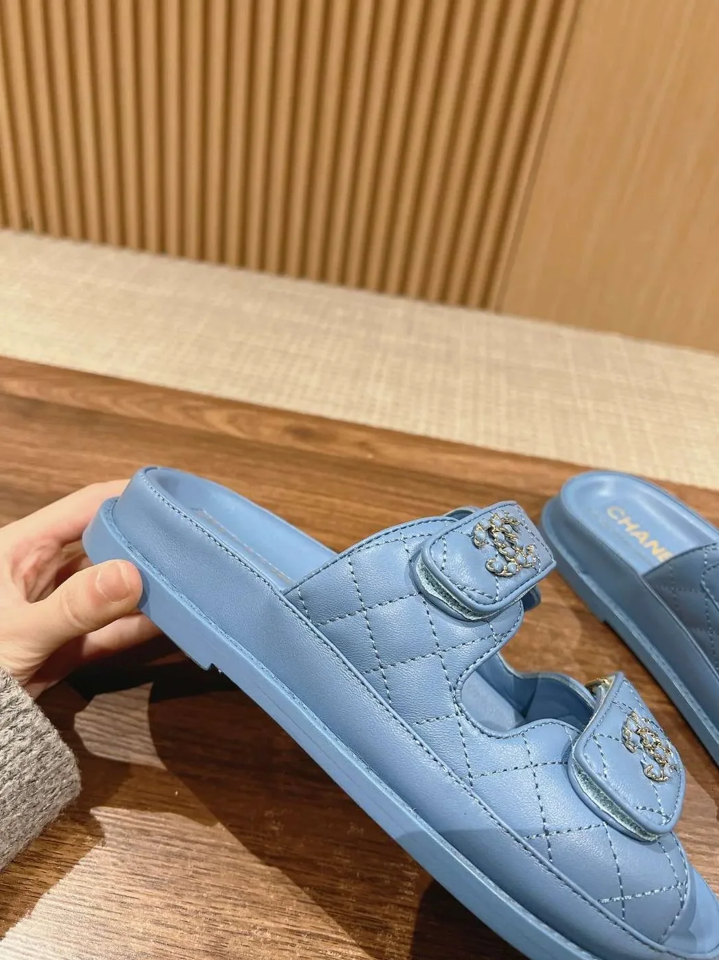 Chanel Sandals With Chanel Logo Blue Chanel Sandals With Chanel Logo Blue