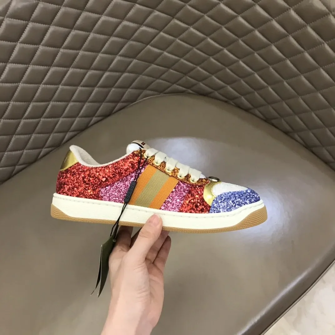 Gucci Lovelight Screener Sneaker Glitter Red GG Shoes