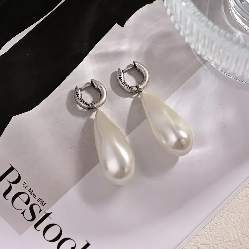 Balenciaga Palazzo Pearl Earrings in Antique Silver for Women Balenciaga Palazzo Pearl Earrings in Antique Silver for Women