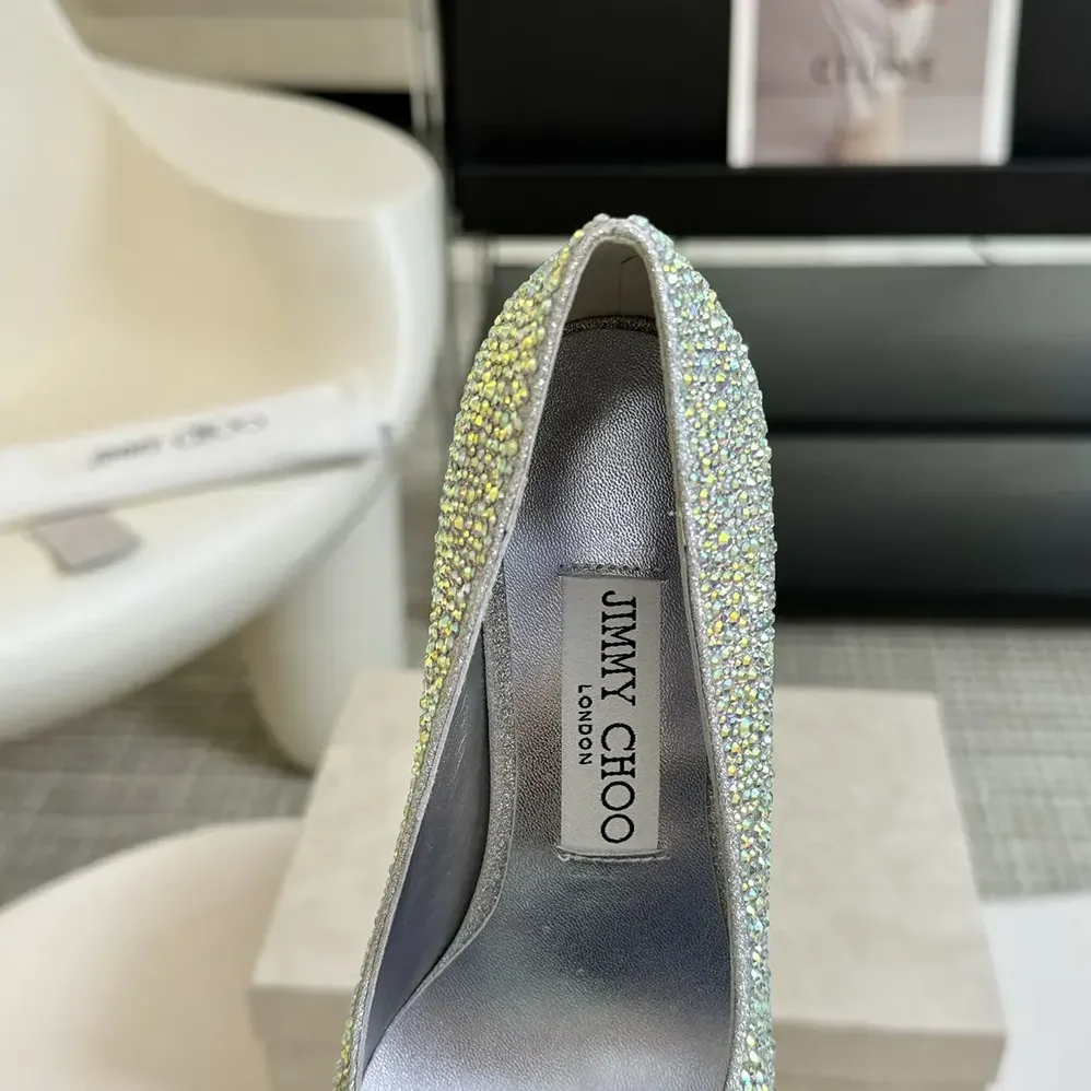 Jimmy Choo Crystal Slipper 85 Iridescent Crystal Pointed for Women in Toe Pumps