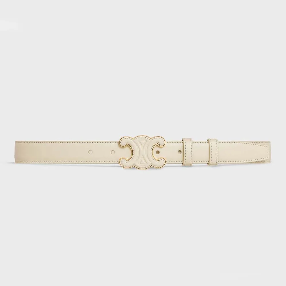 Celine Medium Cuir Triomphe Belt in Smooth Calfskin for Women in White