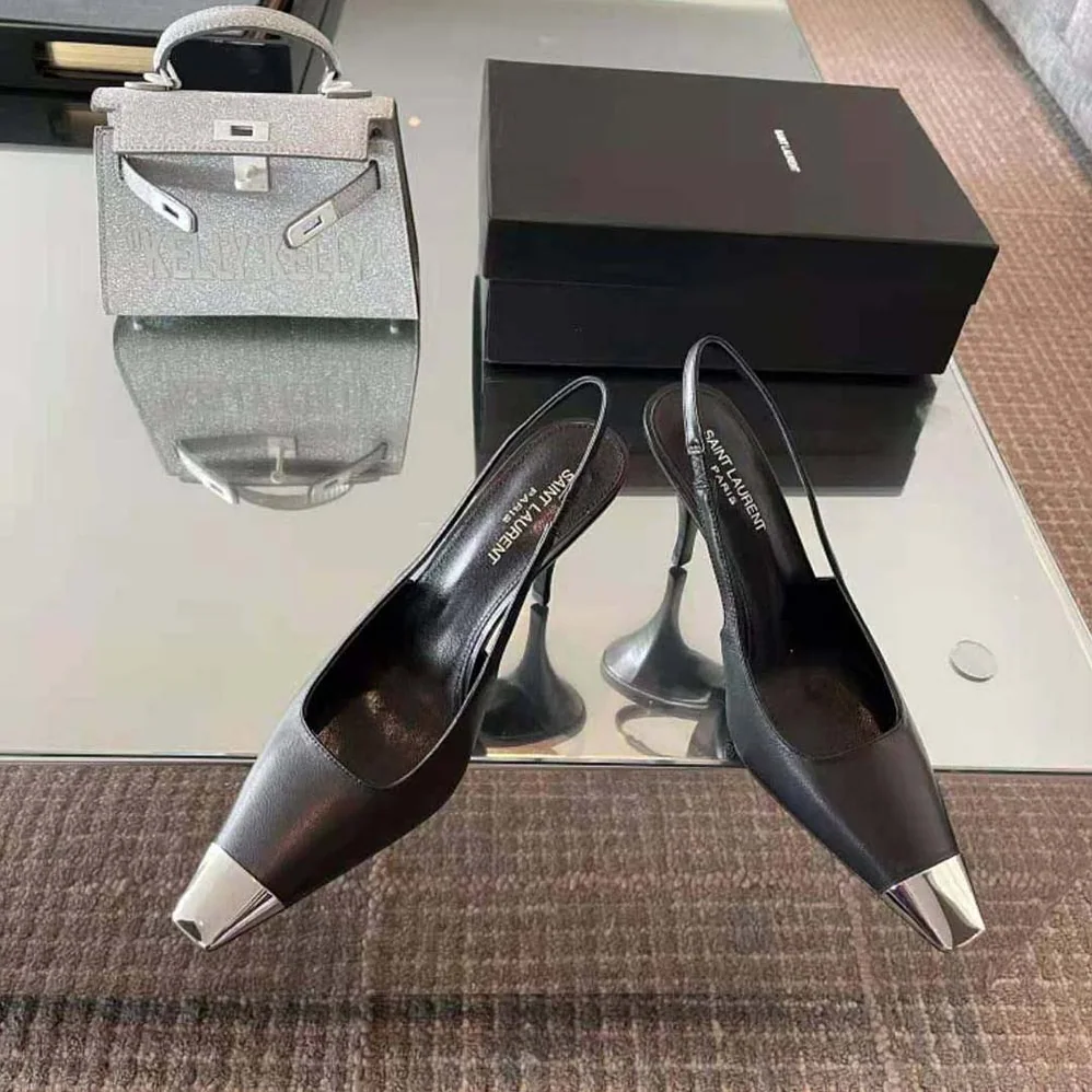 Saint Laurent YSL Blade Slingback Pumps in Smooth Leather for Women