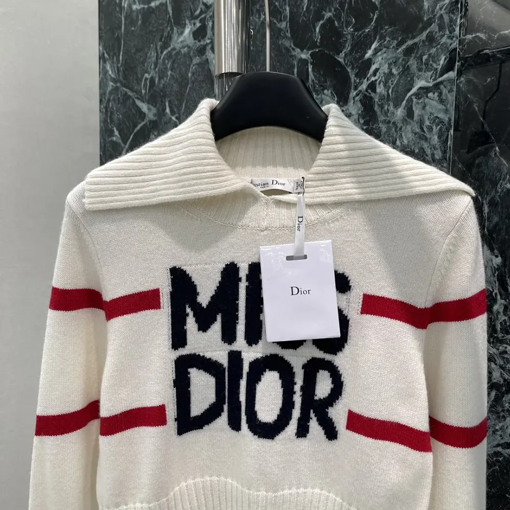 Dior DiorAlps Mock Neck Sweater White Virgin Wool and Cashmere Knit for Women Dior DiorAlps Mock Neck Sweater White Virgin Wool and Cashmere Knit for Women