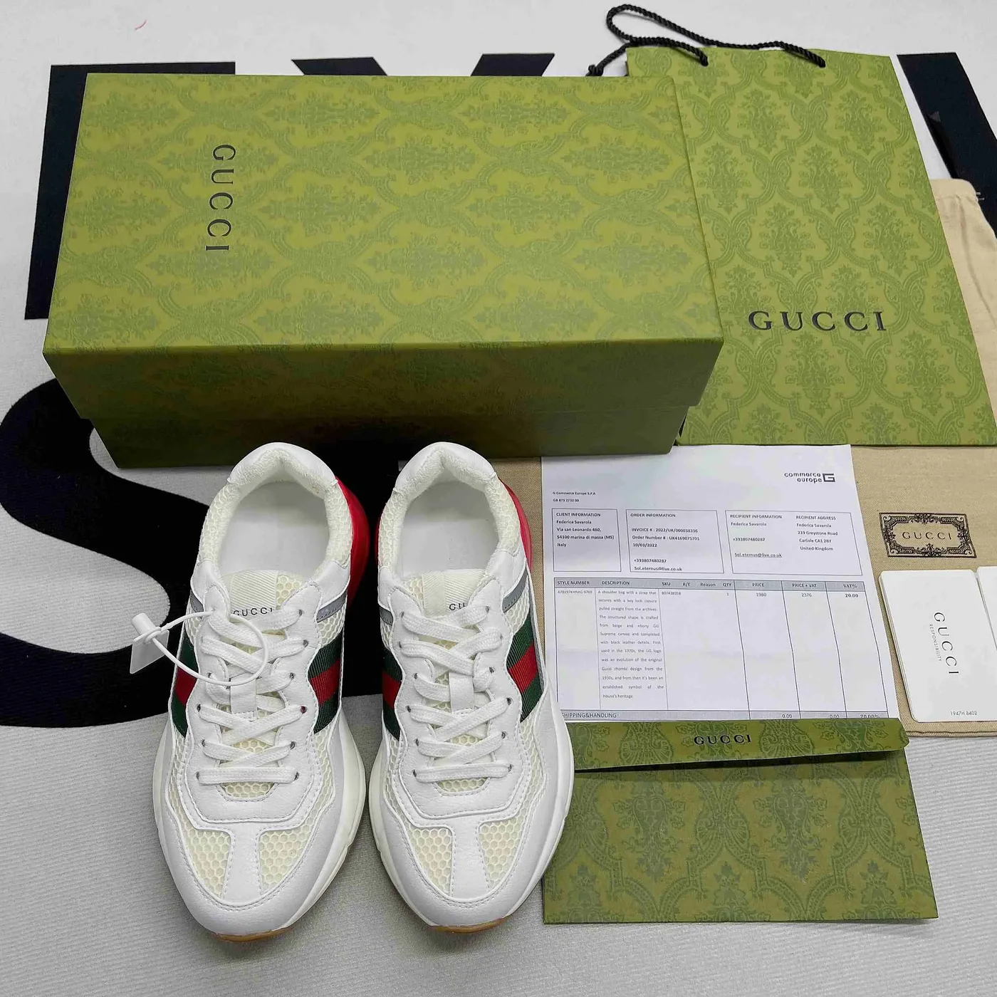 Gucci GG Rhyton Sneaker White And Red