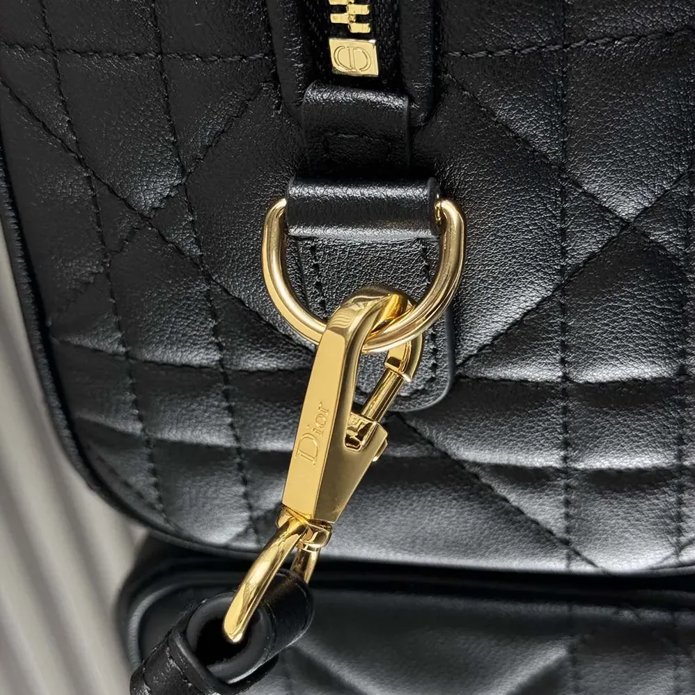 Dior Dior Groove 20 Bag Black Macrocannage Calfskin for Women