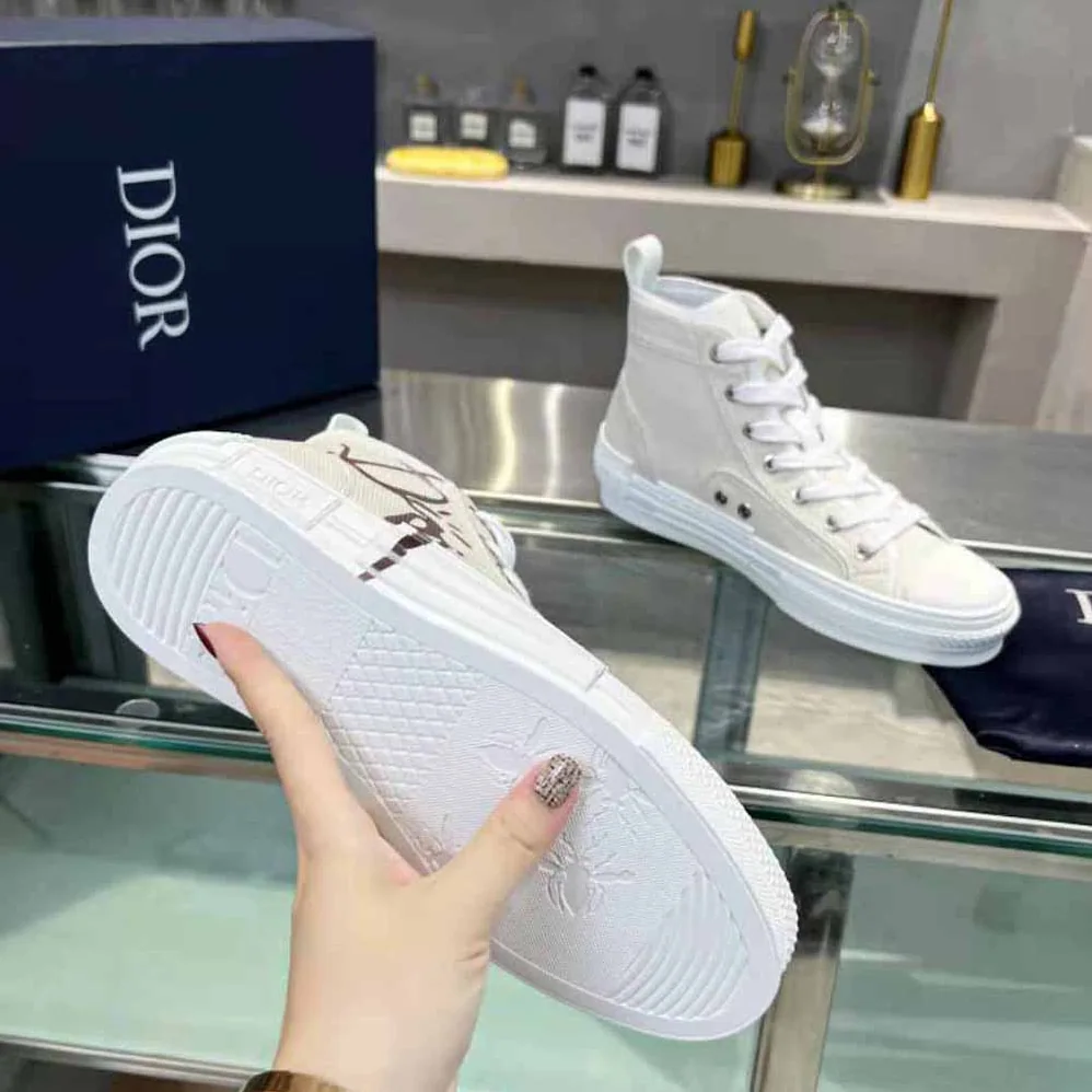 Dior B23 Cactus Jack Dior High-Top Sneaker Cream and Coffee Cotton Canvas for Men