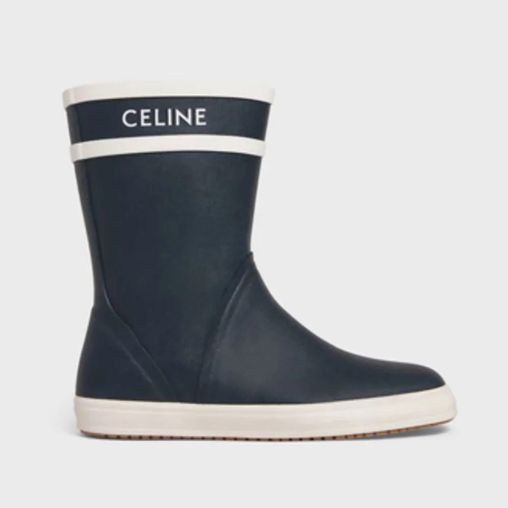 Celine Flat Half Boot Les Bottes DE Pont Celine in Natural Rubber for Women in Navy