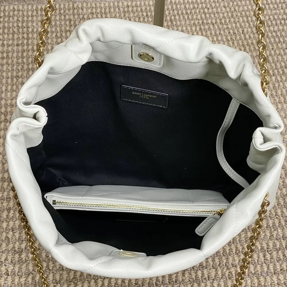 Saint Laurent YSL Jamie Large Pochon In Lambskin for Women in White Saint Laurent YSL Jamie Large Pochon In Lambskin for Women in White