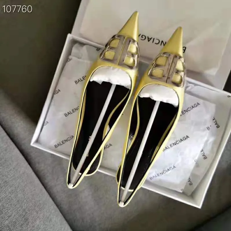 Balenciaga BB Flat Slingback Ballerina Satin 5mm Arch for Women in Yellow