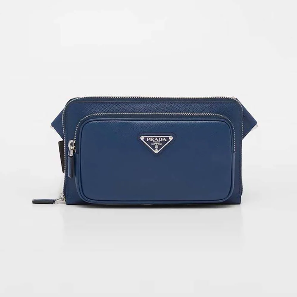 Prada Saffiano Leather Belt Bag for Men in Blue Prada Saffiano Leather Belt Bag for Men in Blue