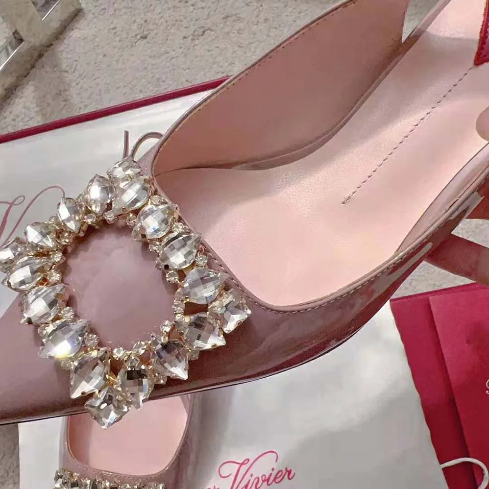Roger Vivier Virgule Strass Buckle Slingback Pumps in Patent Leather for Women