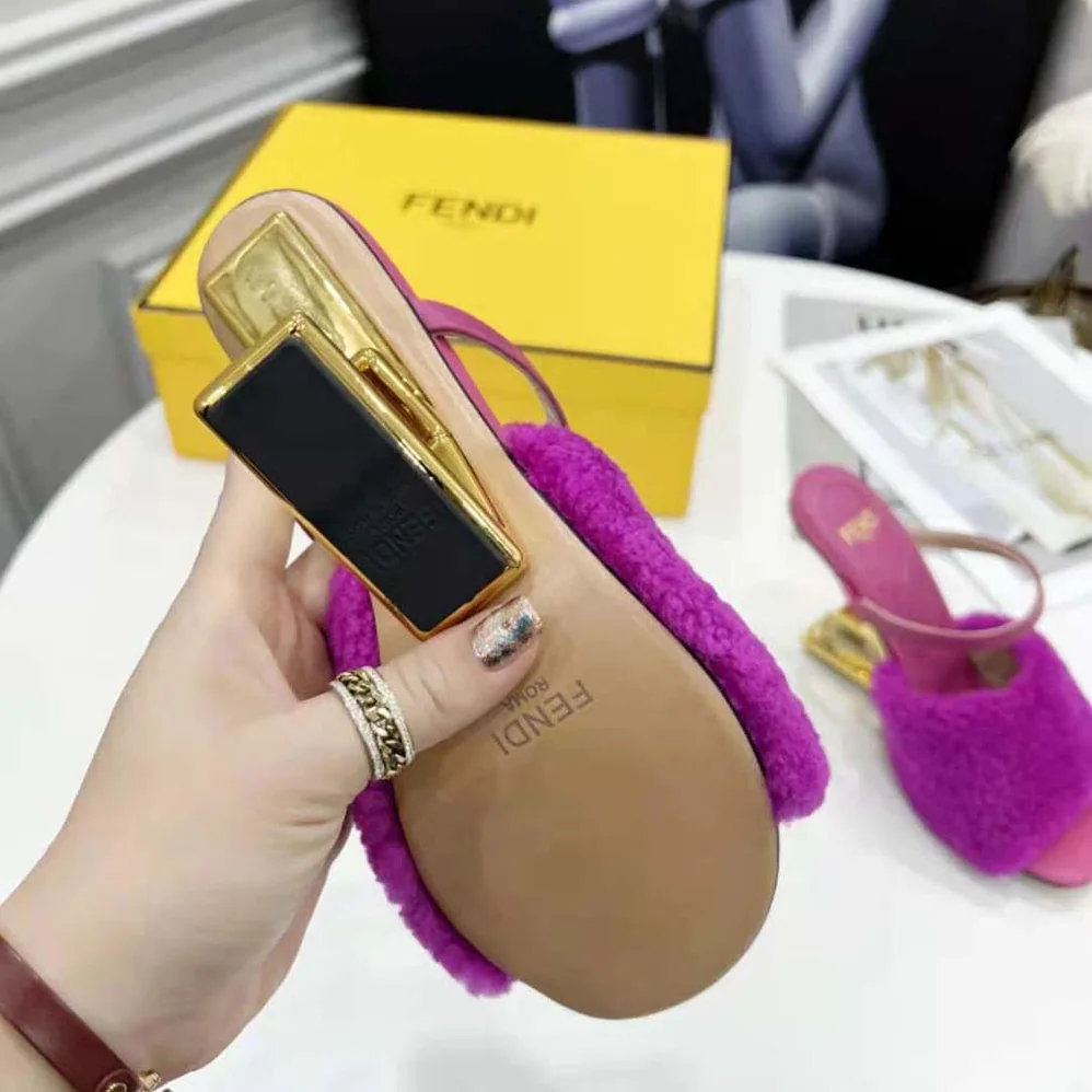 Fendi First Purple Sheepskin High for Women in Heeled Sandals