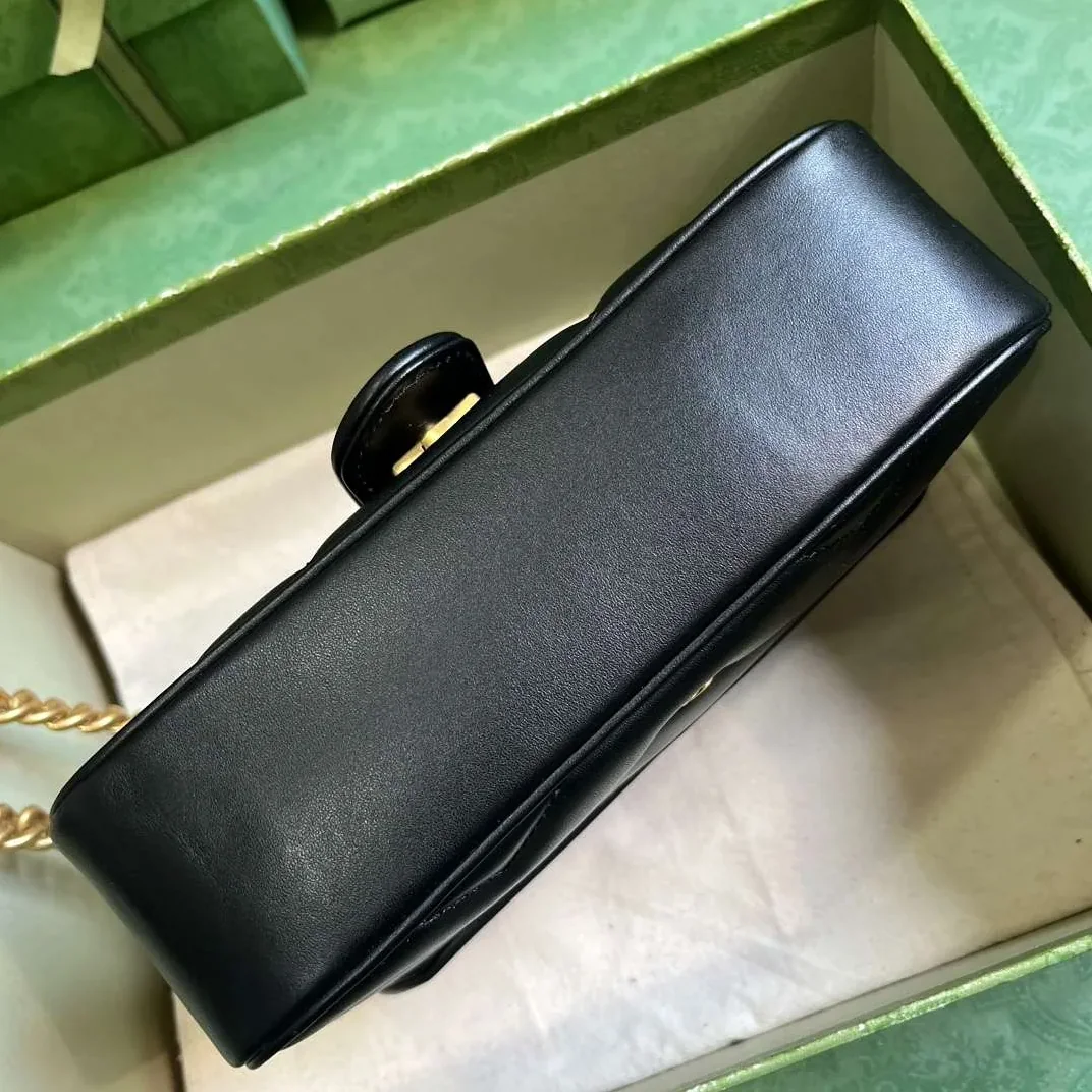 Gucci Marmont Matelasse Mini Shoulder Bag in Black Gold Hardware Gucci Marmont Matelasse Mini Shoulder Bag in Black Gold Hardware