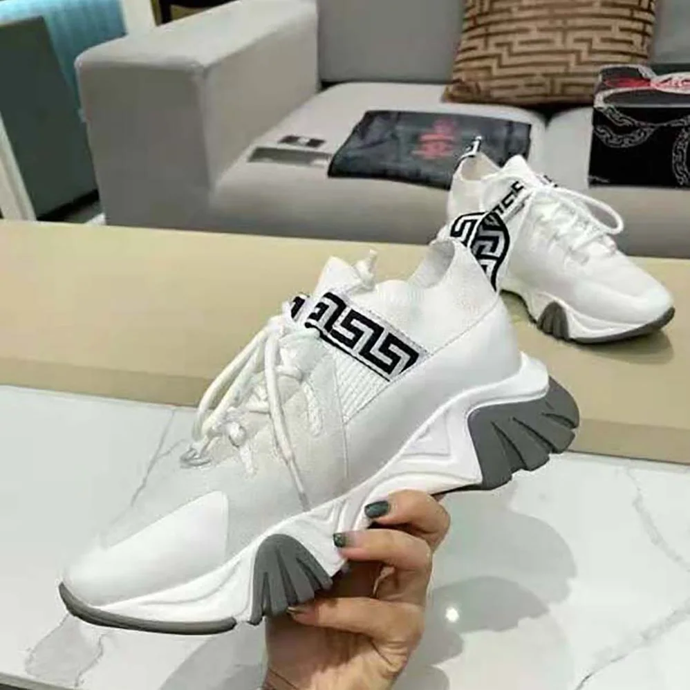 Versace Squalo Knit Sneakers for Women in White