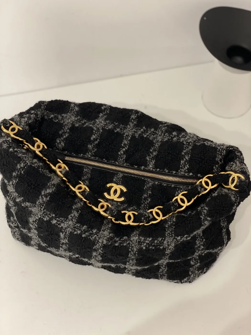 Chanel Maxi Hobo Bag in Black Gold Hardware