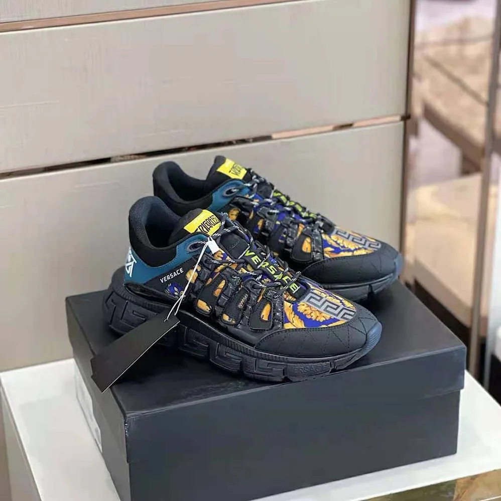 Versace Trigreca Sneakers with Medusa Renaissance Print for Men Versace Trigreca Sneakers with Medusa Renaissance Print for Men