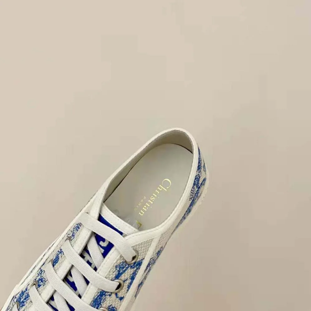 Dior Walk'N'dior Sneaker Bright Blue Toile De Jouy Embroidered Cotton for Women Dior Walk'N'dior Sneaker Bright Blue Toile De Jouy Embroidered Cotton for Women