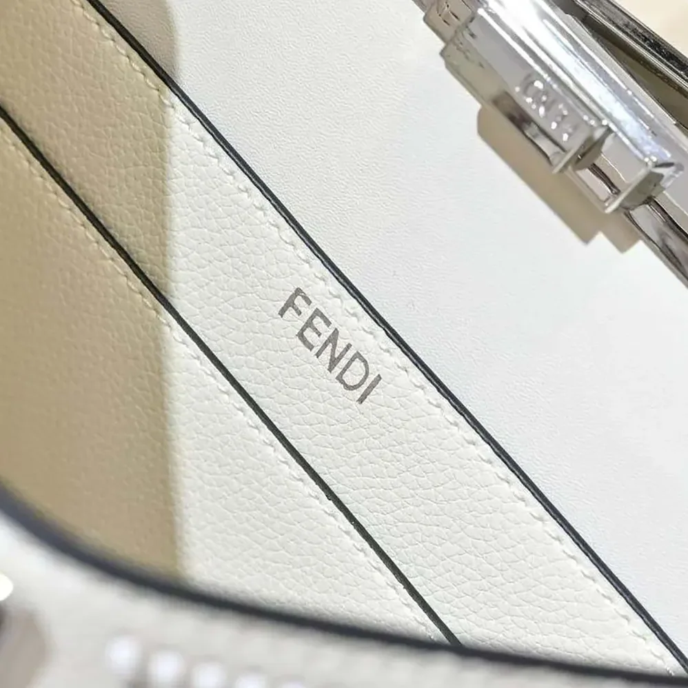 Fendi Peekaboo ISeeU Small Beige Leather Bag with FF Interlacing for Women