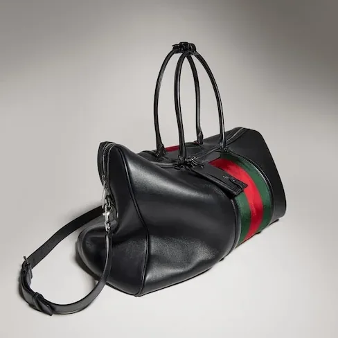 Gucci Mega Web Trademark Large Duffle Bag in Black Palladium Hardware Gucci Mega Web Trademark Large Duffle Bag in Black Palladium Hardware