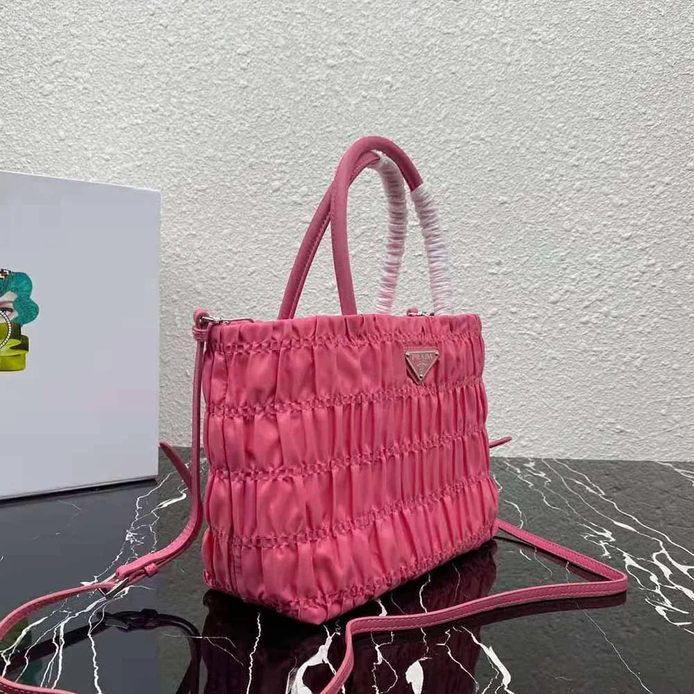 Prada Embossed Nylon Tote for Women in Pink Prada Embossed Nylon Tote for Women in Pink