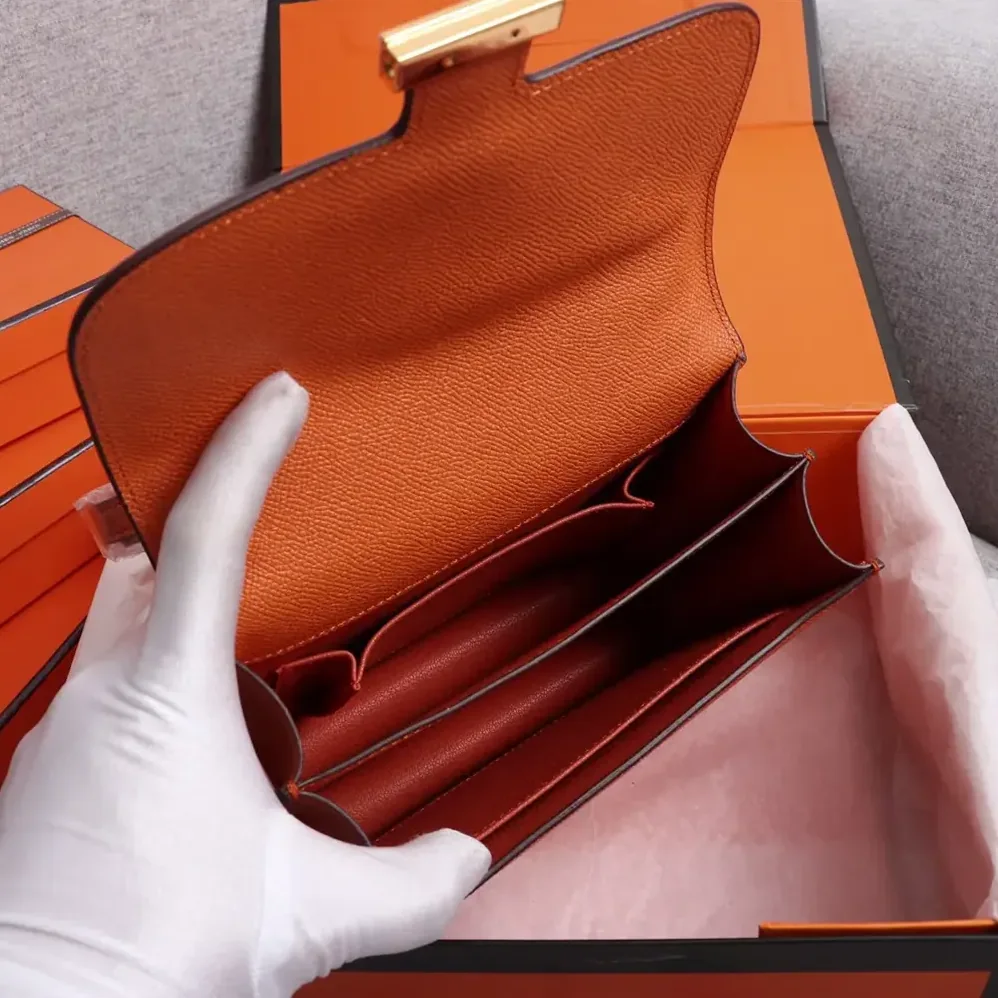 Hermes Constance 18 Bag Epsom Leather for Women in Orange/Gold