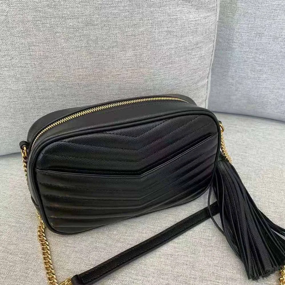 Saint Laurent YSL Lou Mini Bag in Quilted Grain DE Poudre Embossed Leather for Women in Black Saint Laurent YSL Lou Mini Bag in Quilted Grain DE Poudre Embossed Leather for Women in Black
