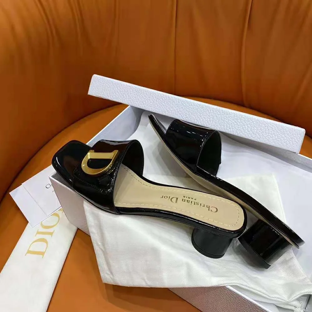 Dior C'est Dior Heeled Slide Black Patent Calfskin for Women Dior C'est Dior Heeled Slide Black Patent Calfskin for Women