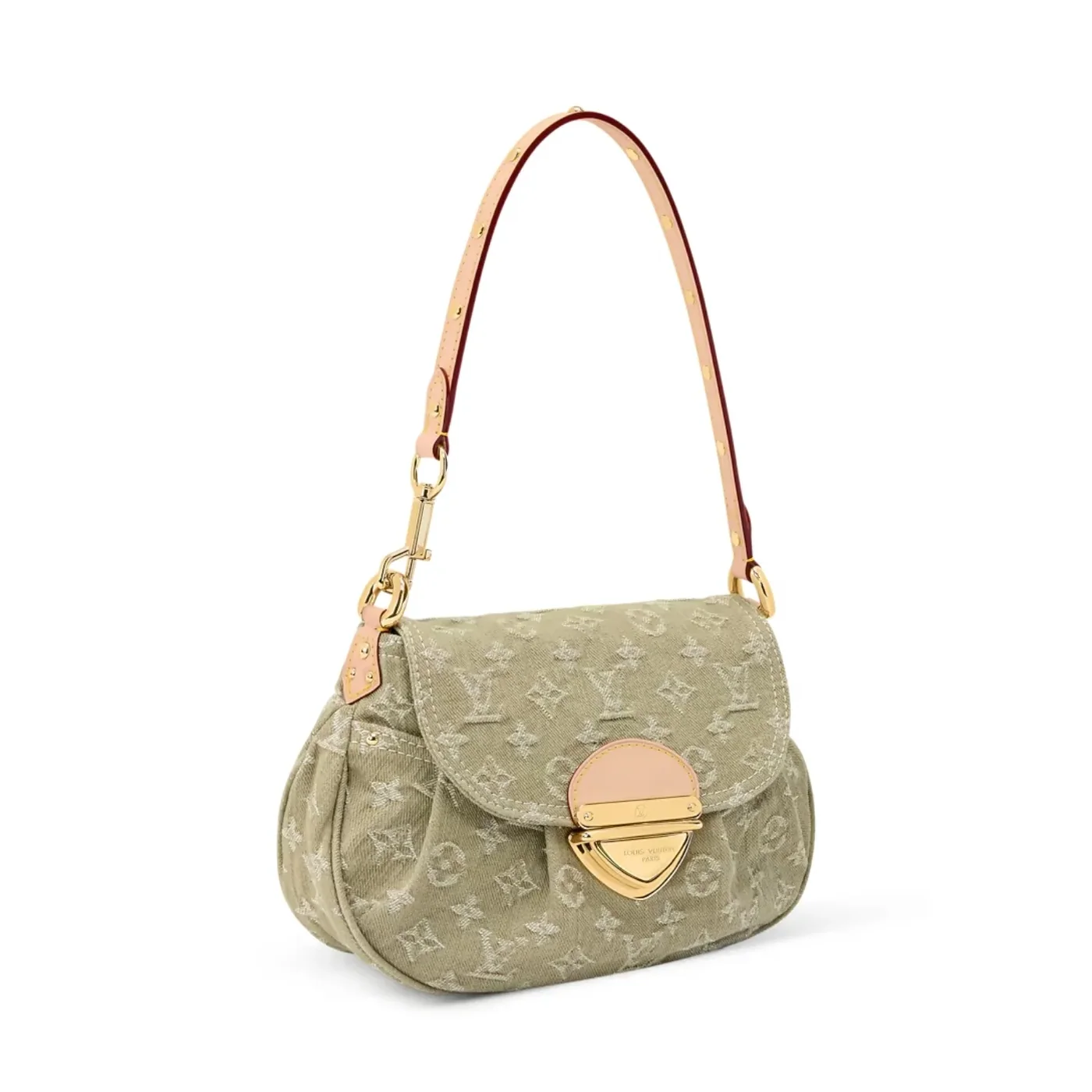 Louis Vuitton Sunset Shoulder Bag in Khaki Denim Gold Hardware