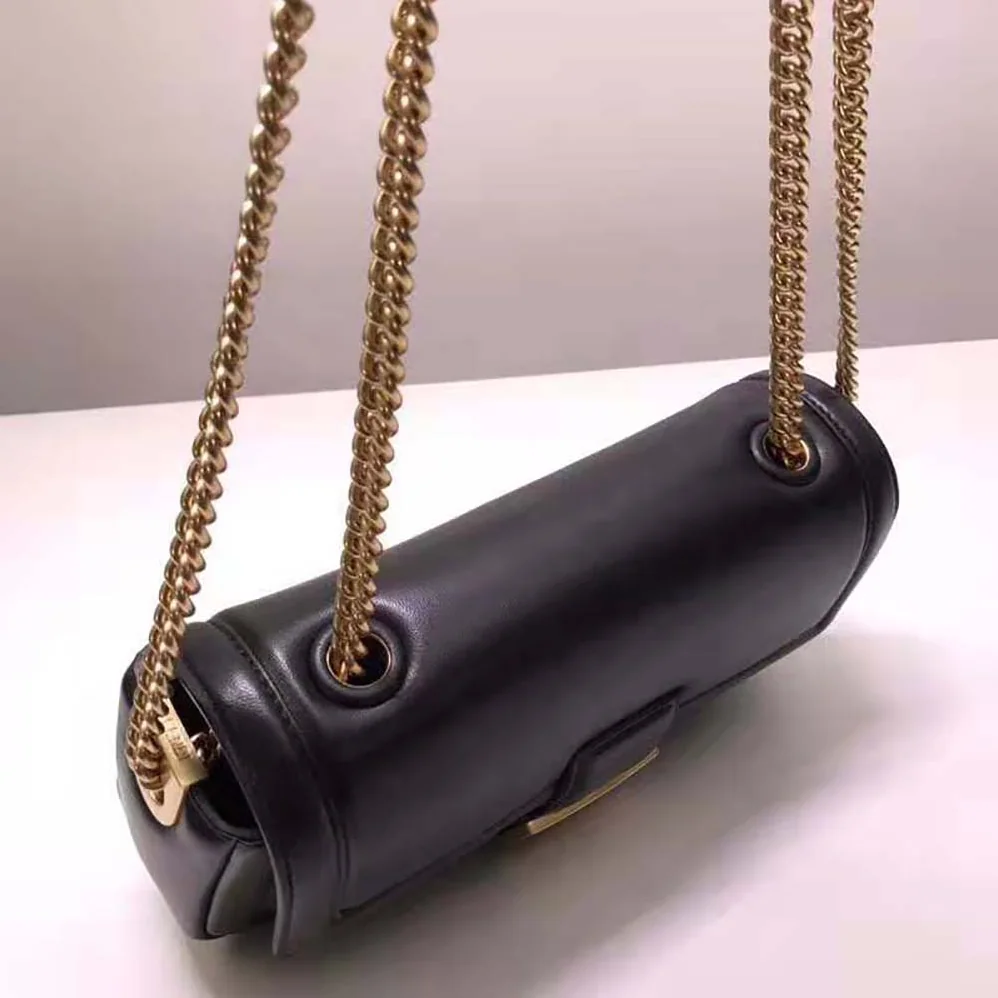 Fendi Baguette Chain Black Nappa Leather Bag for Women