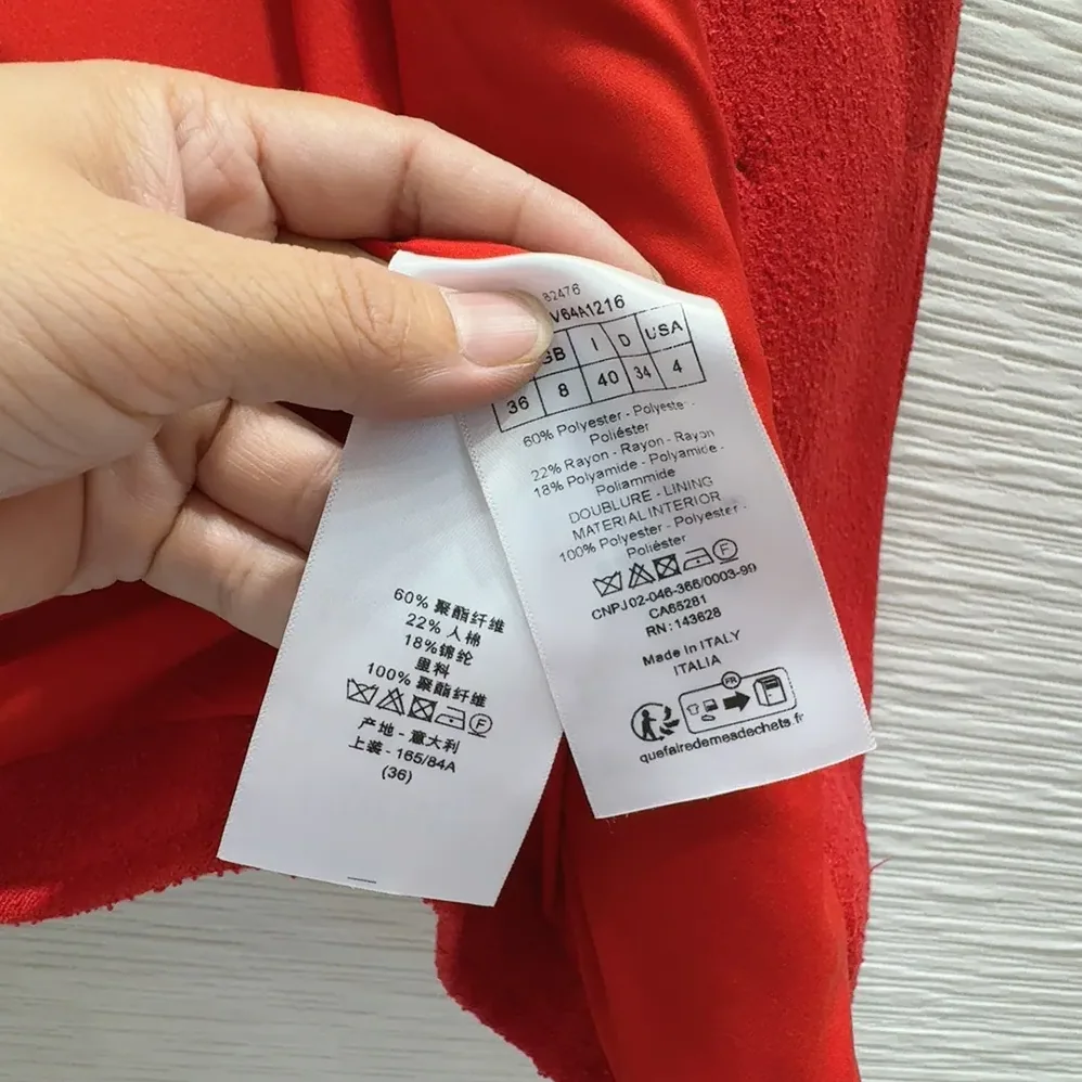 Dior Short-Sleeved Jacket Red Virgin Wool and Cotton Bouclé Blend for Women
