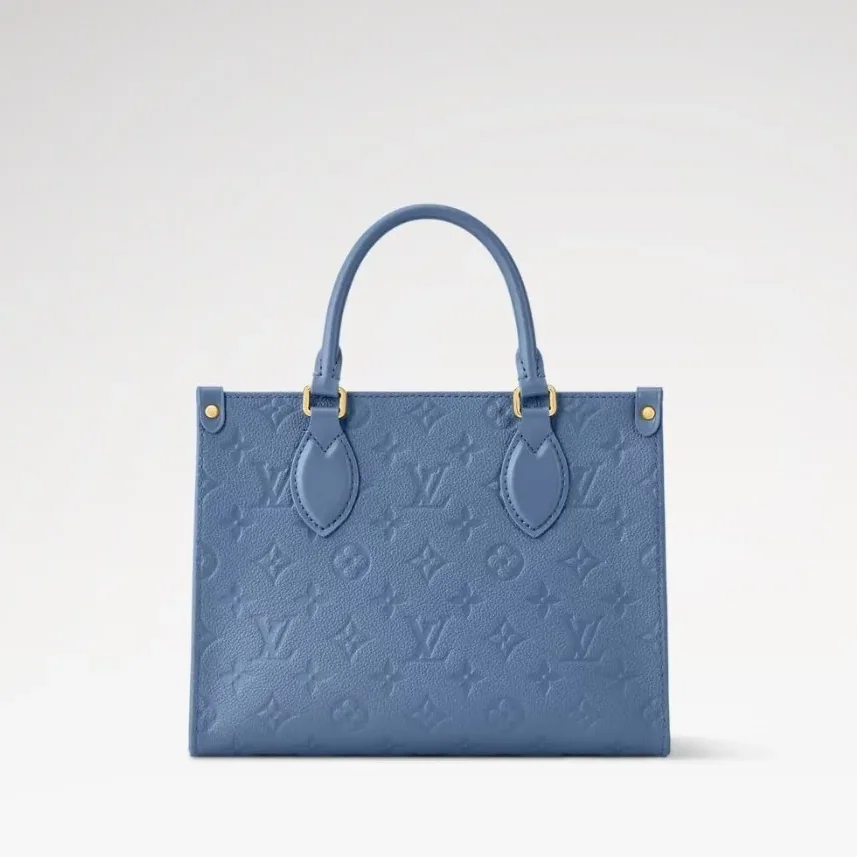 Louis Vuitton OnTheGo PM Tote Bag in Blue Jean Gold Hardware
