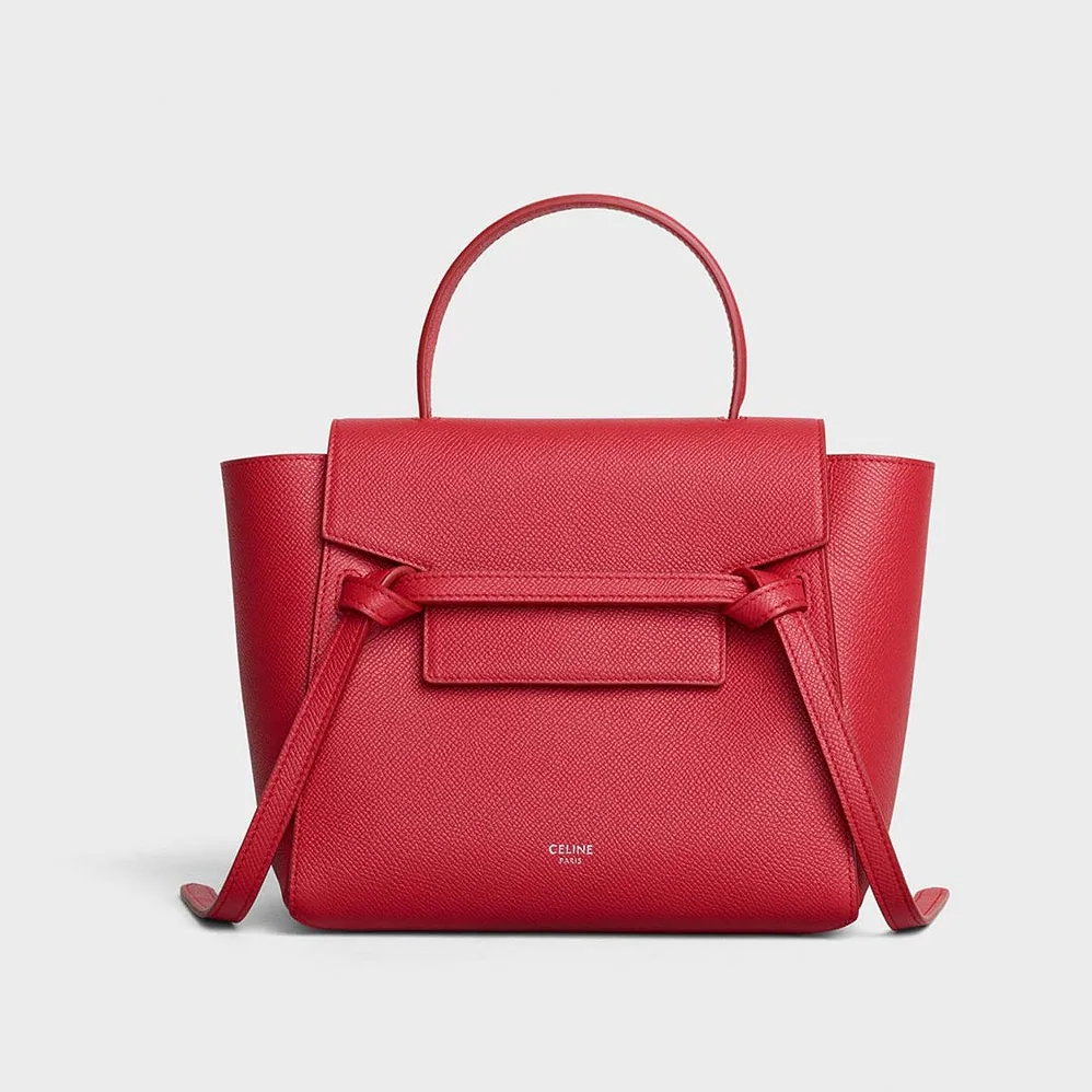 Celine Nano Belt Bag in Grained Calfskin Bag for Women in Red