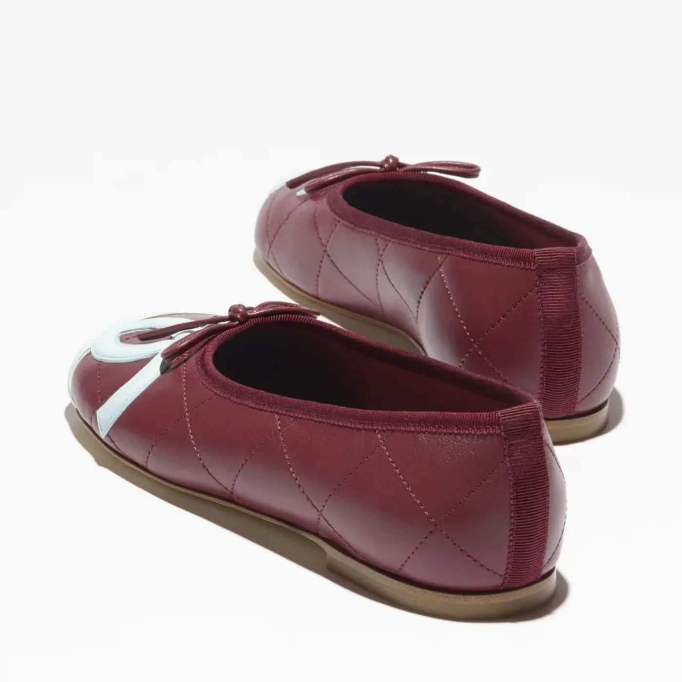 Chanel Ballet Flats Burgundy/ Light Blue --U8991 Chanel Ballet Flats Burgundy/ Light Blue --U8991