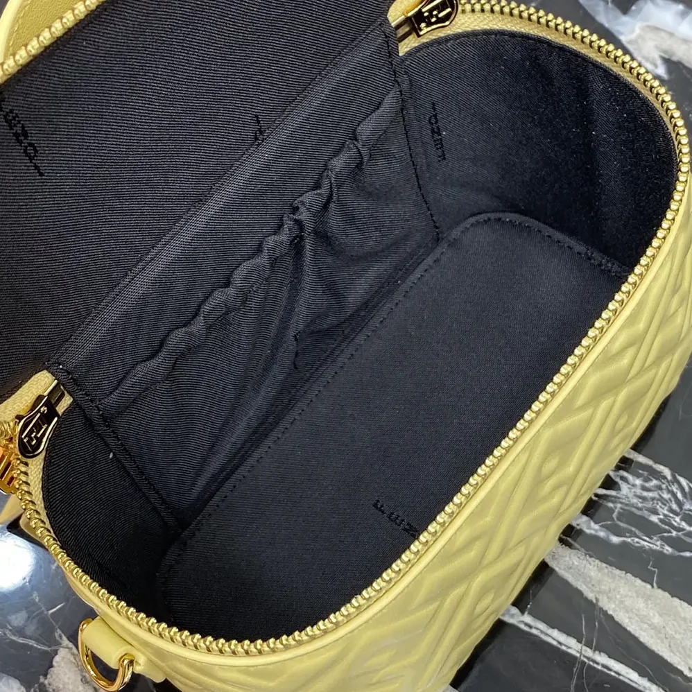 Fendi Vanity Yellow Nappa Leather Mini for Women in Bag With Ff Motif Fendi Vanity Yellow Nappa Leather Mini for Women in Bag With Ff Motif