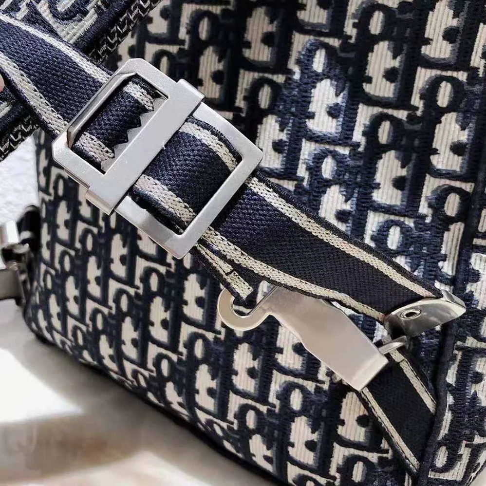 Dior Backpack Blue Dior Oblique Embroidery for Women