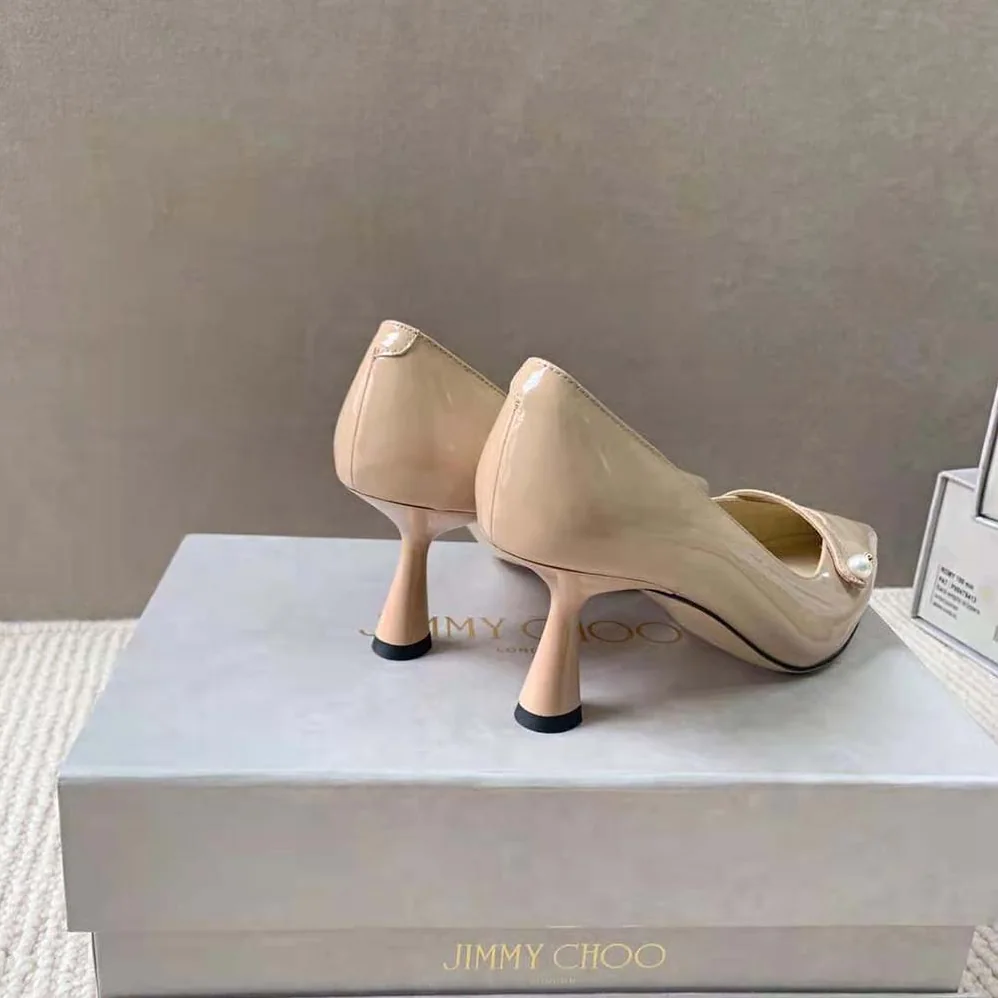 Jimmy Choo Rosalia 65 Ballet Pink Patent Pointed Pumps with Pearl Detail for Women Jimmy Choo Rosalia 65 Ballet Pink Patent Pointed Pumps with Pearl Detail for Women