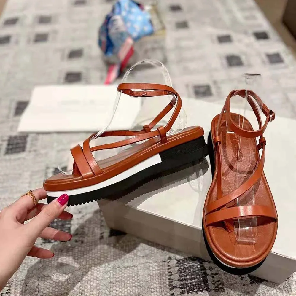 Jimmy Choo Pine Flat Cuoio Vachetta Leather Platform Sandals for Women Jimmy Choo Pine Flat Cuoio Vachetta Leather Platform Sandals for Women