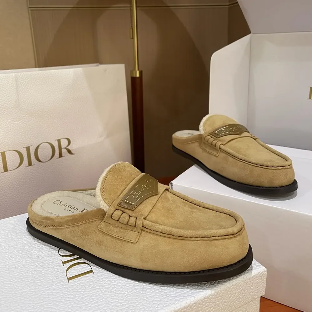 Dior Boy Mule Beige Suede Goatskin for Women