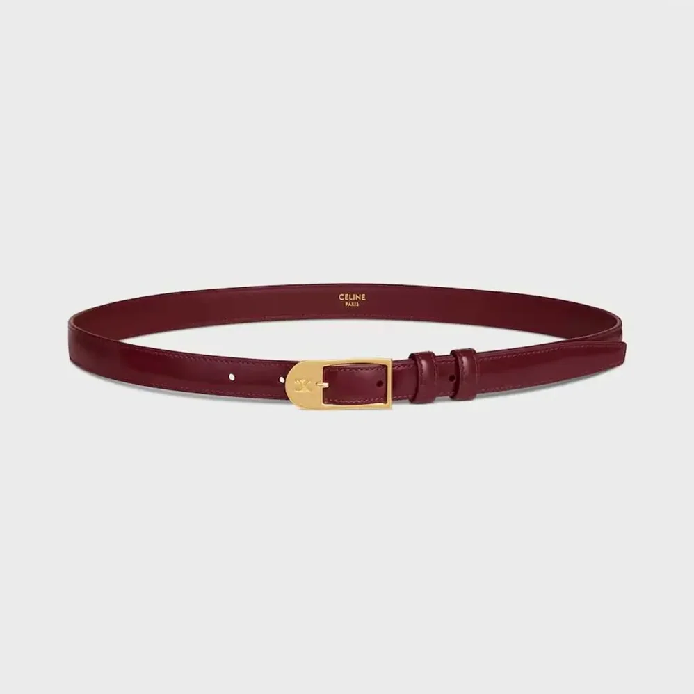 Celine Bc-25 18mm Belt In Taurillon Leather for Women in Maroon Celine Bc-25 18mm Belt In Taurillon Leather for Women in Maroon
