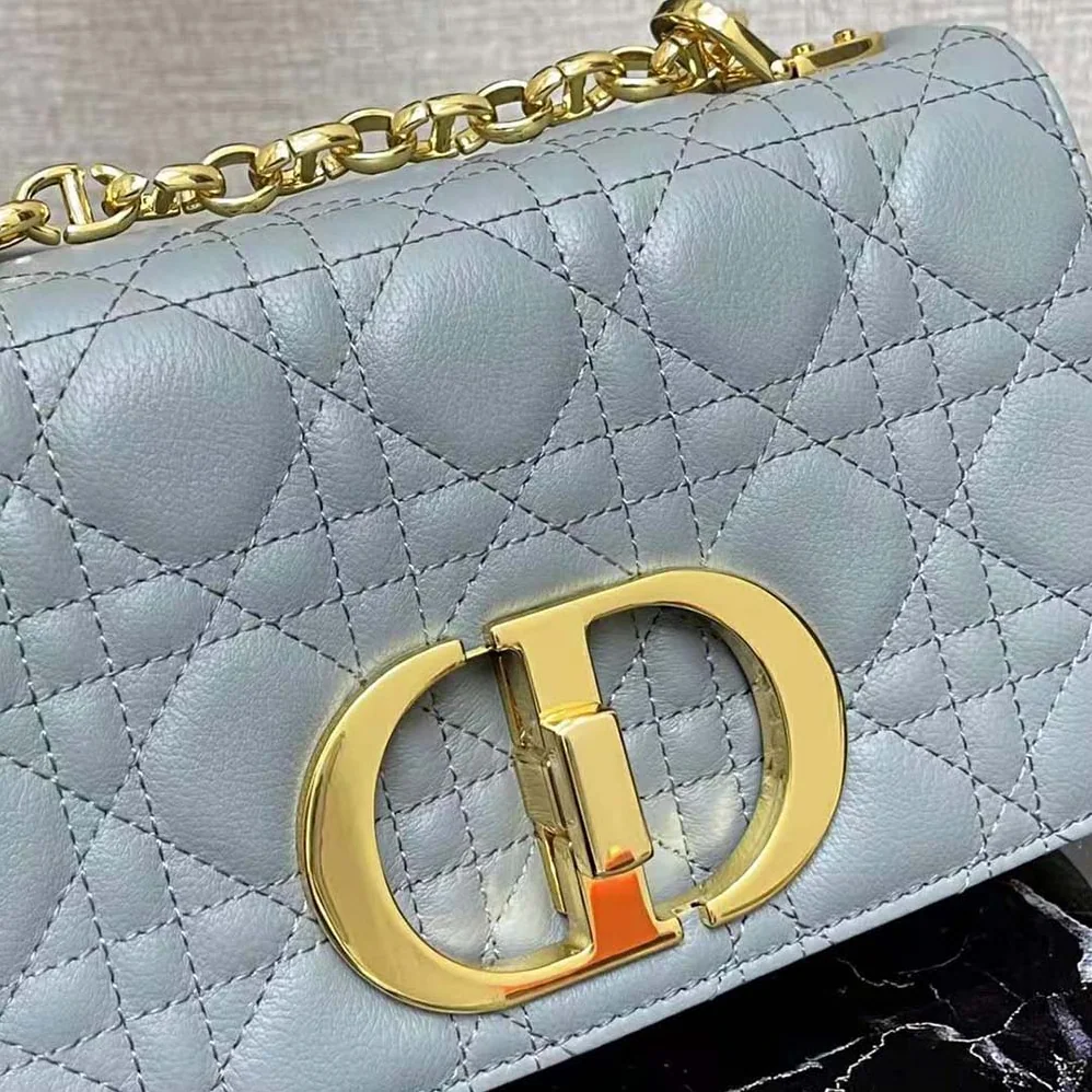 Dior Small Dior Caro Bag Cloud Blue Supple Cannage Calfskin for Women