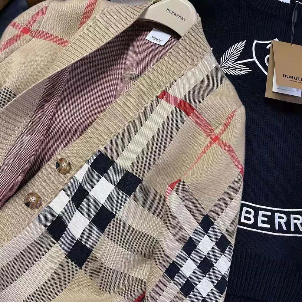 Burberry Check Technical Wool Jacquard Cardigan for Women