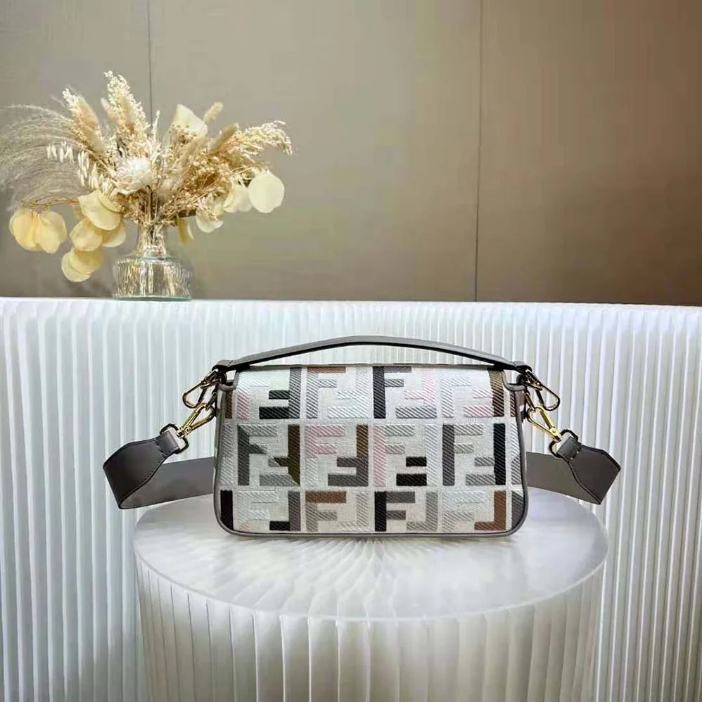 Fendi Baguette Multicolour Canvas Bag with FF Embroidery for Women Fendi Baguette Multicolour Canvas Bag with FF Embroidery for Women