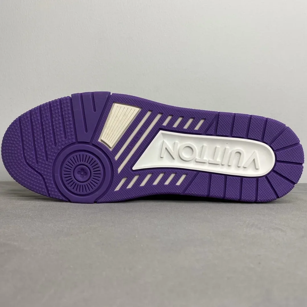 Louis Vuitton Trainer Sneaker Mix Of Materials White in Purple Virgil Abloh Louis Vuitton Trainer Sneaker Mix Of Materials White in Purple Virgil Abloh